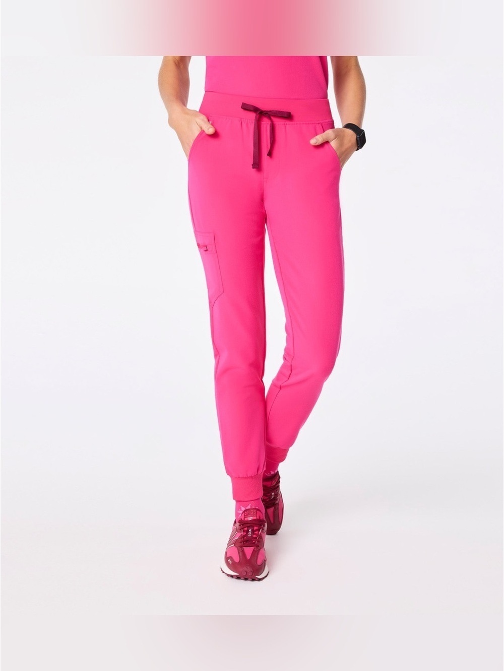 Like New FIGS Zamora Jogger Scrub Pants Shocking Pink Women’s XS Petite